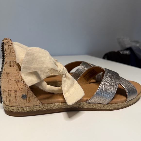 UGG Silver and Cream Women's Sandals - Picture 7 of 9